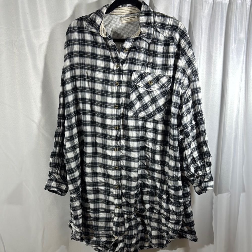 We The Free Black and White Gingham Tunic XS New